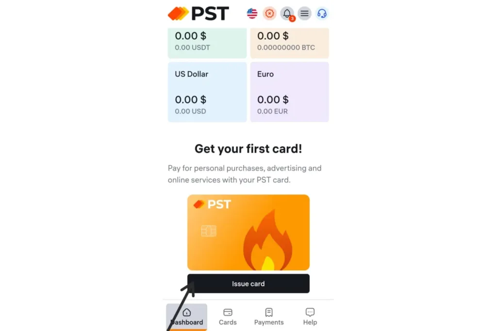 PST.Net virtual dollar card account