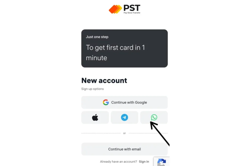 A picture of signing up with Whatsapp