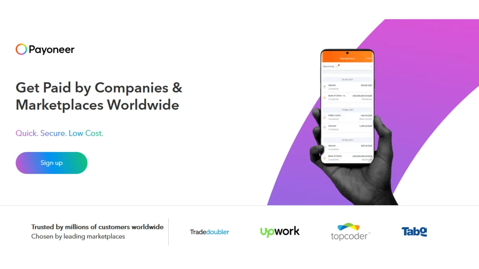 A picture showing Payoneer foreign bank provider